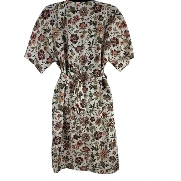 Faherty Willow V-neck Floral Print Linen Wrap Mini Dress size XXS Vacation NEW - Picture 2 of 14